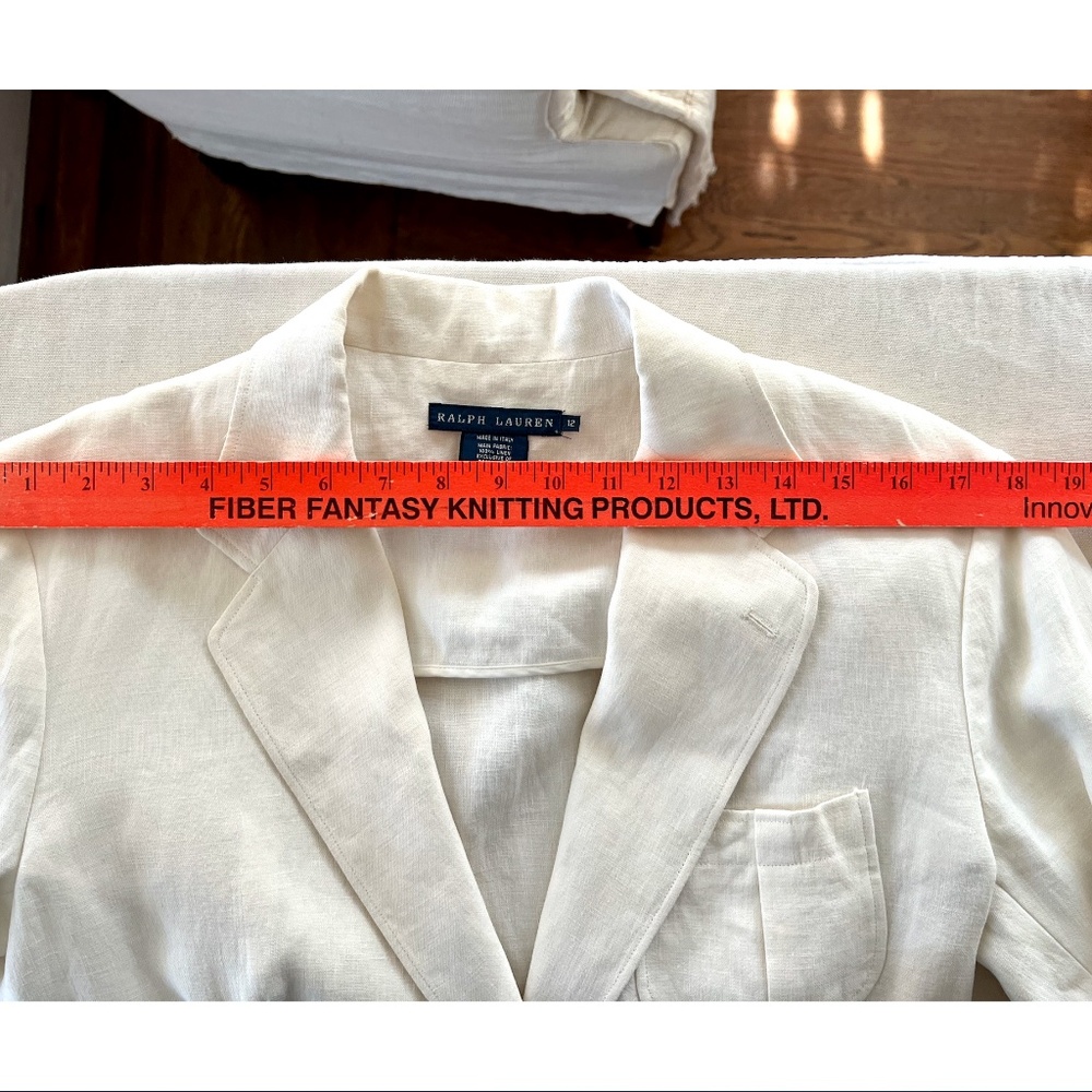 RALPH LAUREN BLUE LABEL Ivory Linen Single Button Blazer - Made In Italy - 12 - Picture 8 of 13